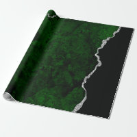 Glamourous Forest Green Marble Chic Silver Glitter