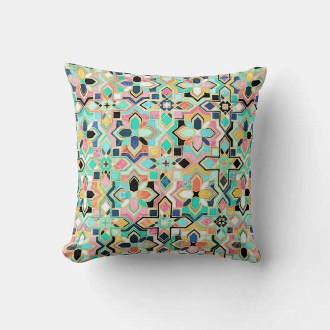 Glamourous Gilded Moroccan Tile Pattern Cushion (Front)