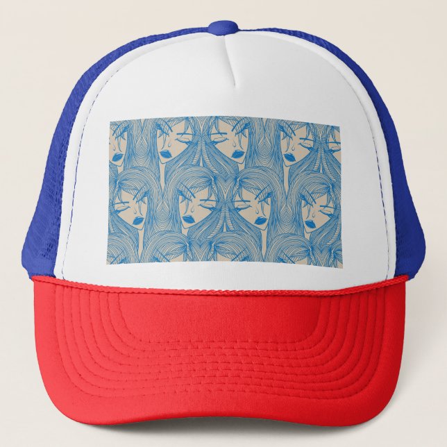 Glamourous girl: stylish seamless pattern. trucker hat (Front)