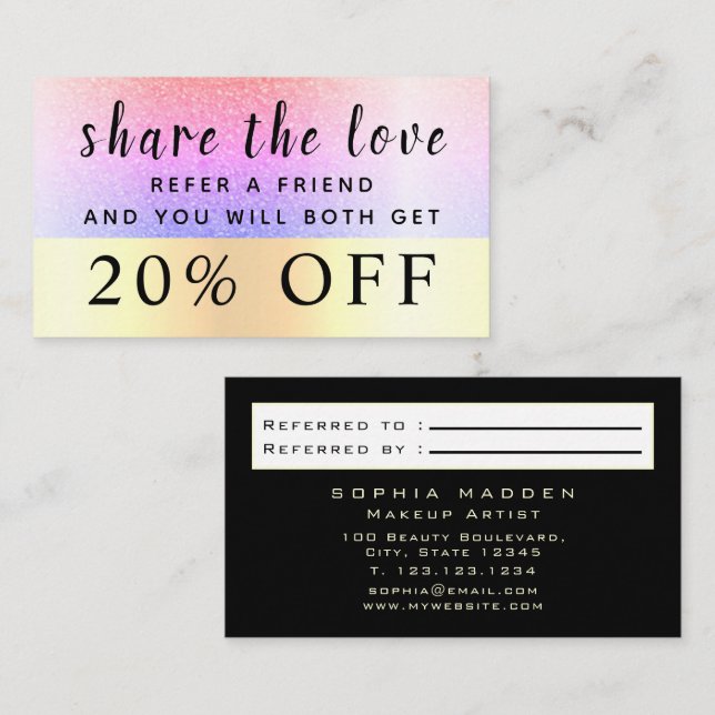 Glamourous Girly Ombre Gold Glitter Trendy Black  Discount Card (Front/Back)
