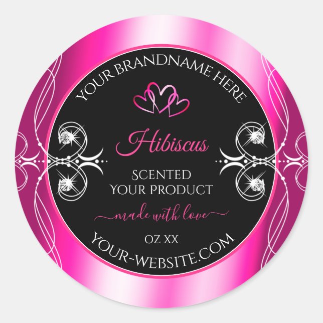 Glamourous Girly Pink Product Labels Diamonds Blac (Front)