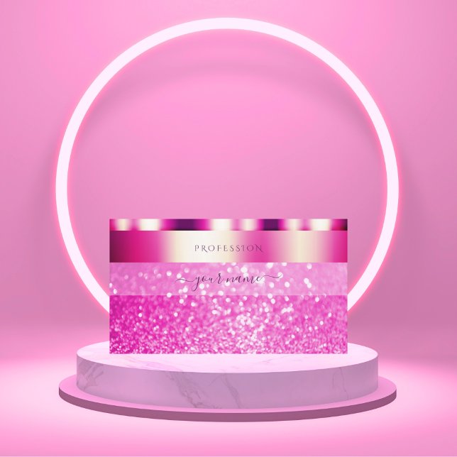 Glamourous Girly Pink Sparkling Glitter Shimmery Business Card (Creator Uploaded)