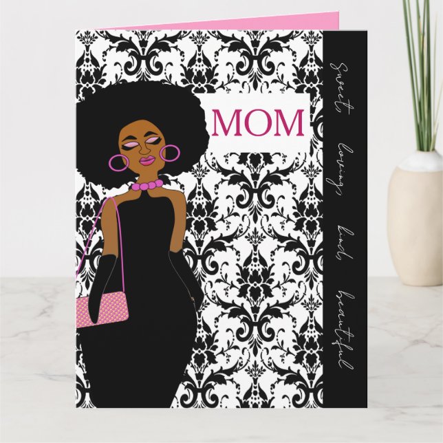 Glamourous Glam African American Mother Birthday Card (Front)