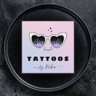 Glamourous Glasses Tattoo Artist Girly Gradient Fu Square Business Card