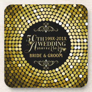 Glamourous Glitter 50th Wedding Anniversary 2 Coaster