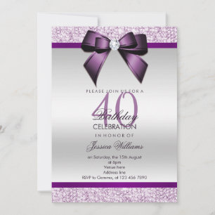 Glamourous Glitter & Bow Birthday Invitation