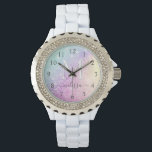 Glamourous Glitter Holograph Monogrammed Pretty Watch<br><div class="desc">Easily personalise this elegant colourful bokeh glitter pattern with your custom name and/or monogram.</div>