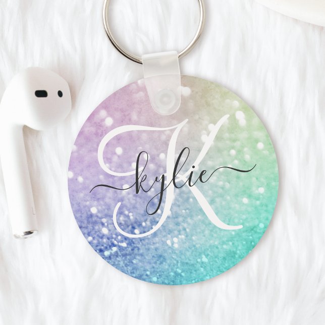 Glamourous Glitter Holograph Pretty Personalised Key Ring (Creator Uploaded)