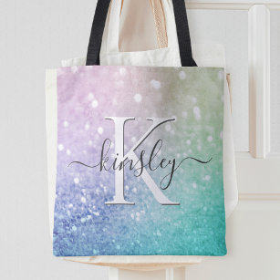 Glamourous Glitter Holograph Pretty Personalised Tote Bag