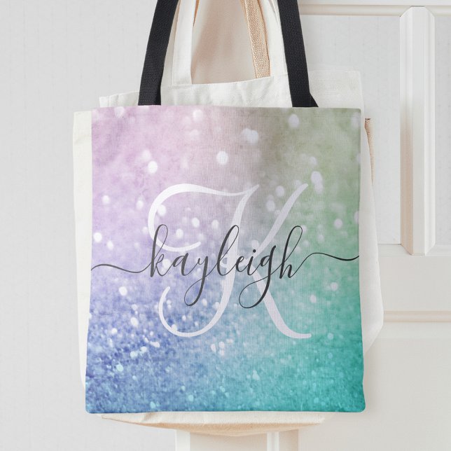 Glamourous Glitter Holograph Pretty Personalised Tote Bag (Creator Uploaded)