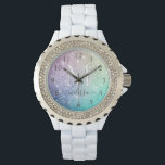 Glamourous Glitter Holograph Pretty Personalised Watch<br><div class="desc">Easily personalise this elegant colourful bokeh glitter pattern with your custom name and/or monogram.</div>