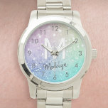 Glamourous Glitter Holograph Pretty Personalised Watch<br><div class="desc">Easily personalise this elegant colourful bokeh glitter pattern with your custom name and/or monogram.</div>