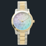 Glamourous Glitter Holograph Pretty Personalised Watch<br><div class="desc">Easily personalise this elegant colourful bokeh glitter pattern with your custom name and/or monogram.</div>