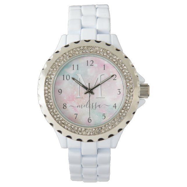 Glamourous Glitter Pink Pretty Pattern Watch (Front)