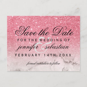 Glamourous Glitter Shimmering Pink Wedding Postcard