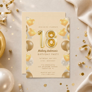 Glamourous Gold 18th Birthday Party Invitation