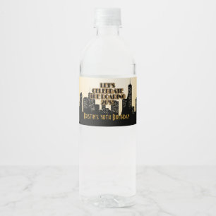 Glamourous Gold, 1920's Party Water Bottle Label
