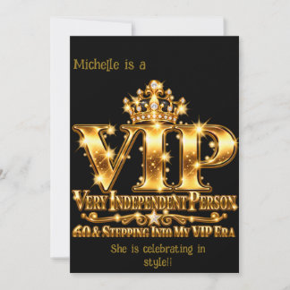 Glamourous Gold 60th Birthday VIP Era Glitter  Invitation