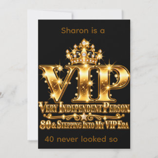 Glamourous Gold 80th Birthday VIP Era Glitter Invitation