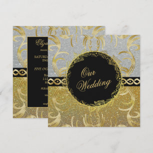 Glamourous Gold and Silver Wedding Invitation