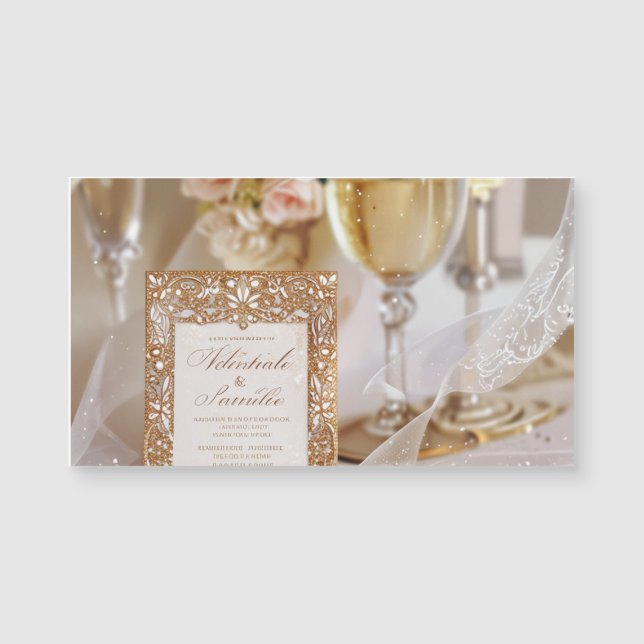 Glamourous Gold and White Wedding Invitation (Front)