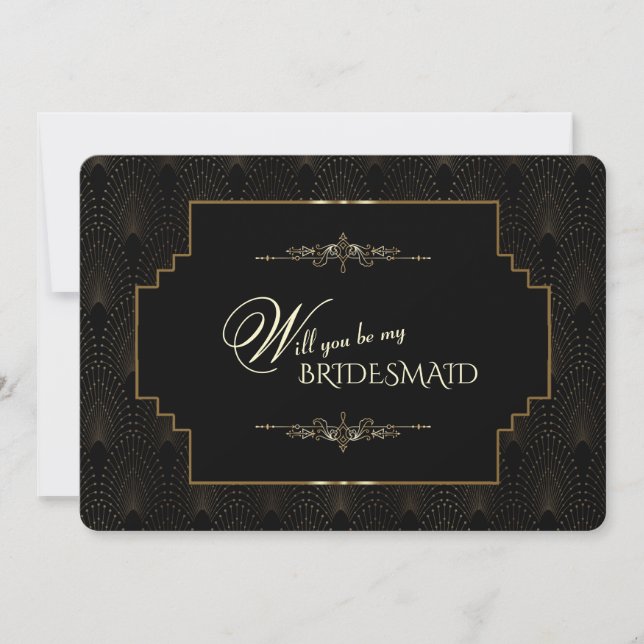 Glamourous Gold Art Deco 1920s Be My Bridesmaid Invitation (Front)