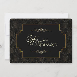 Glamourous Gold Art Deco 1920s Be My Bridesmaid Invitation