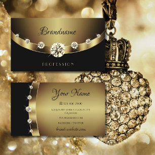 Glamourous Gold Black with Diamonds Professional Business Card