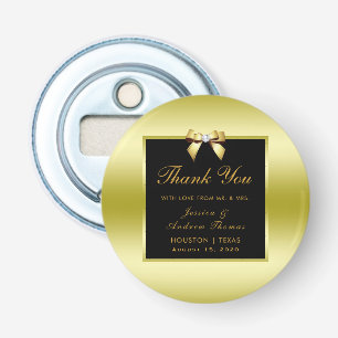 Glamourous Gold Bow & Black Wedding Bottle Opener