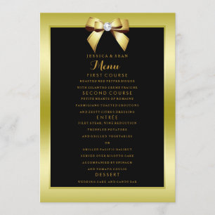 Glamourous Gold Bow & Black Wedding Menu