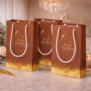 Glamourous Gold & Brown Lash Tech Medium Gift Bag