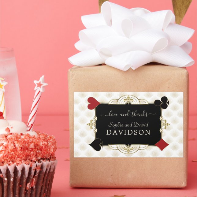 Glamourous Gold Casino Vegas Wedding Rectangular Sticker (Party)