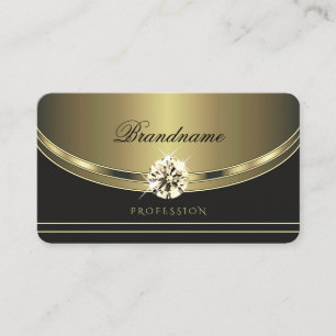 Glamourous Gold Dark Grey with Shimmery Rhinestone Business Card