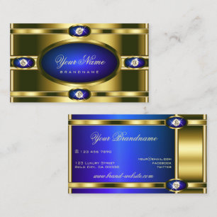 Glamourous Gold Effects Blue with Faux Rhinestones Business Card