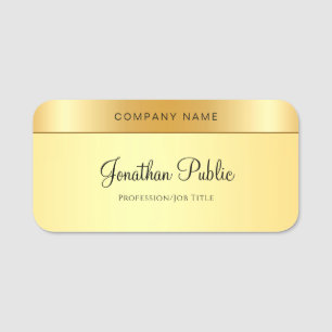 Glamourous Gold Elegant Handwriting Script Modern Name Tag