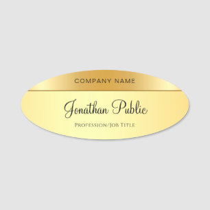 Glamourous Gold Elegant Handwriting Script Modern Name Tag