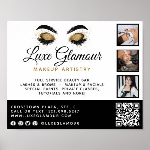 Glamourous Gold Eye Lashes Brows Beauty Bar Promo Poster