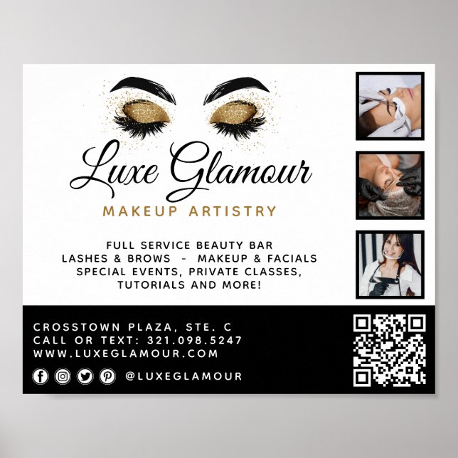 Glamourous Gold Eye Lashes Brows Beauty Bar Promo Poster (Front)