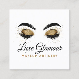 Glamourous Gold Eye Lashes Makeup Artist Beauty Ba Square Business Card