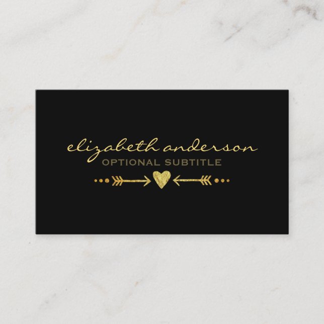 Glamourous Gold Faux Glitter - Heart & Arrows Business Card (Front)