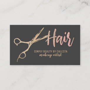 Glamourous Gold Foil Glitter Scissors Hair Stylist Business Card
