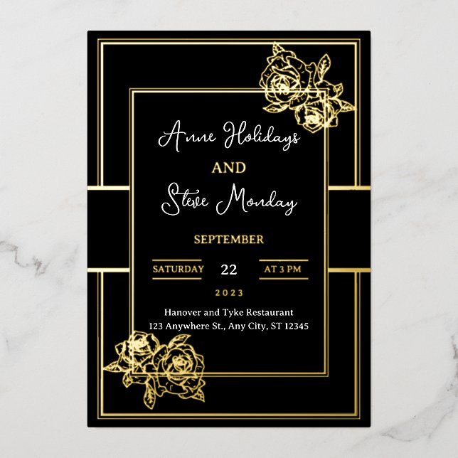 Glamourous Gold Foil Wedding Card (Front)