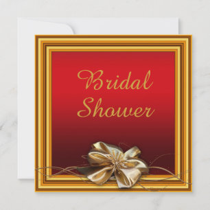 Glamourous Gold Frame & Faux Bow Bridal Shower Invitation