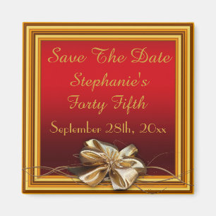 Glamourous Gold Frame & Faux Bow Forty Fifth Magnet