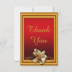 Glamourous Gold Frame & Faux Bow Thank You Card