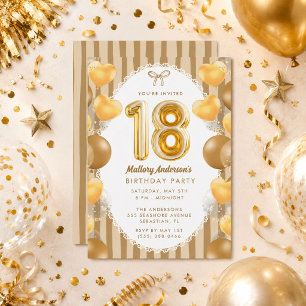 Glamourous Gold Girl's 18th Birthday Party Invitation