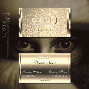 Glamourous Gold Glitter 3D Initials Golden Effects Business Card