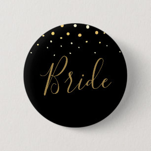 Glamourous Gold Glitter Design New Years Bride 6 Cm Round Badge