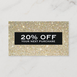 Glamourous Gold Glitter Modern Beauty Coupon Card