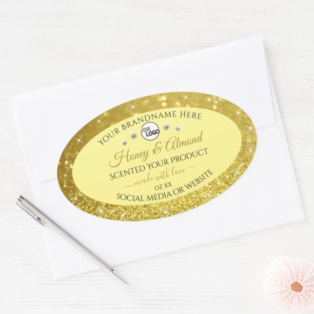 Glamourous Gold Glitter Product Label Logo Diamond (Envelope)